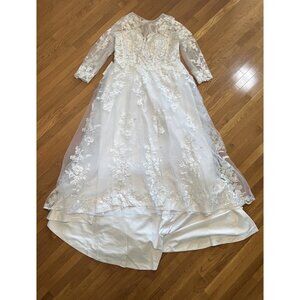 Wear Your Love White Lace Long Sleeve Wedding Dress Size 22 Bridal Gown Ele